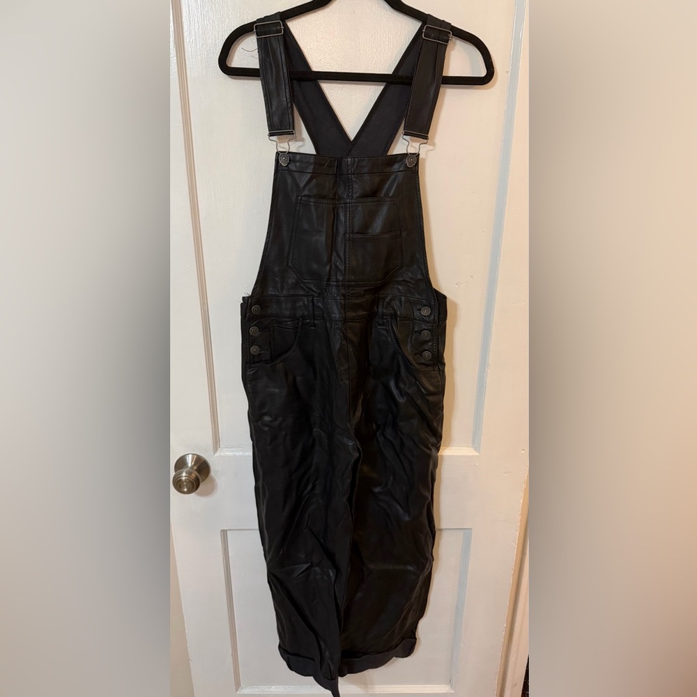 Free People Vegan Leather Ziggy Overalls